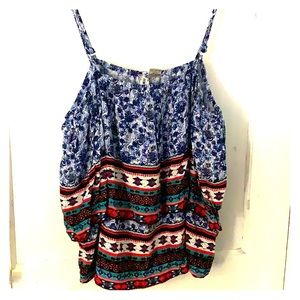 Multicolored layered tank top.